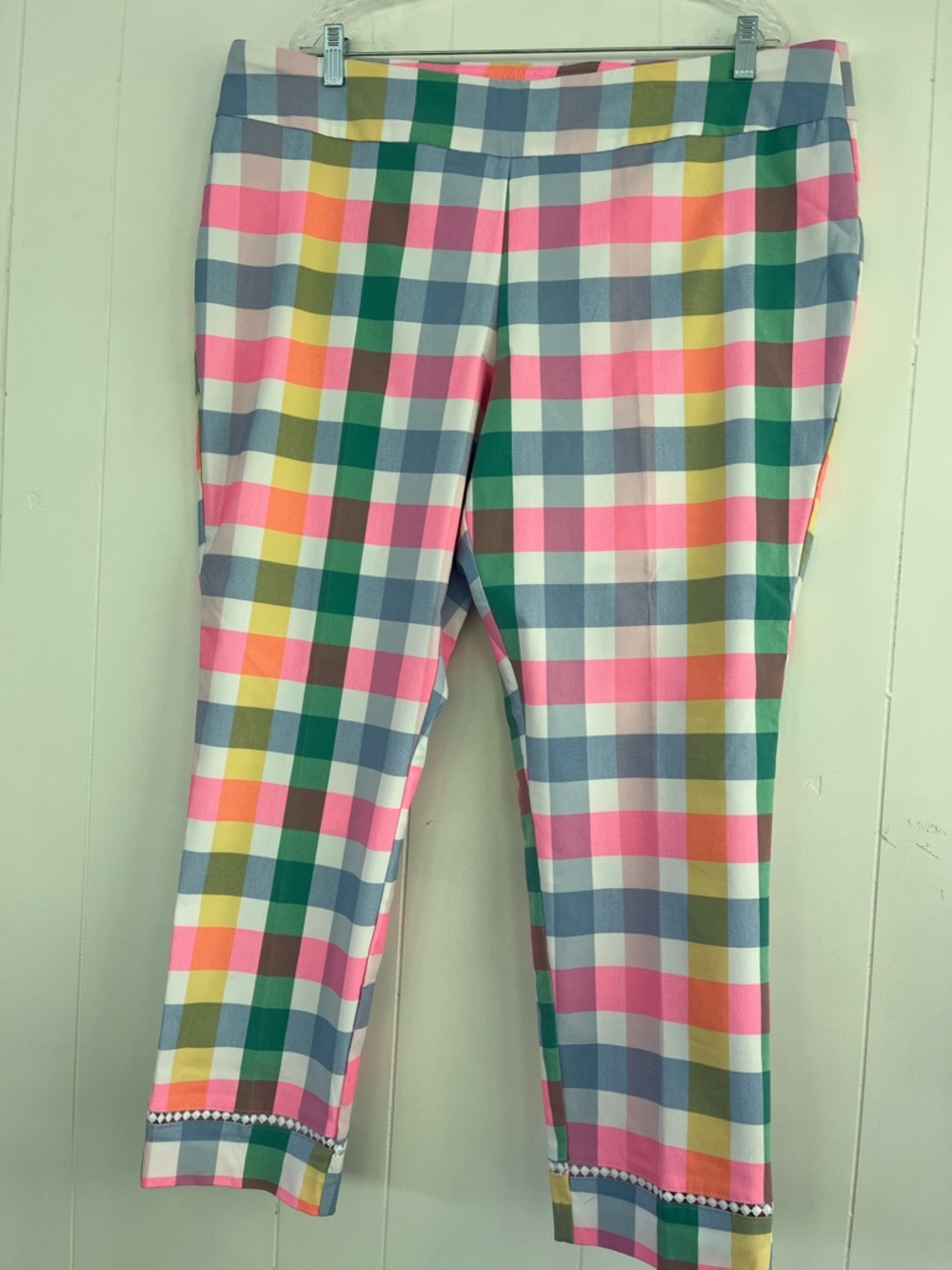 Crown and Ivy Colorful  Loud Plaid Print Capri Ankle Pants Size 20W